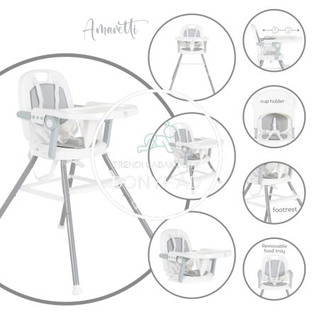 Amaretti 3 az 1-ben etetőszék - Szürke
