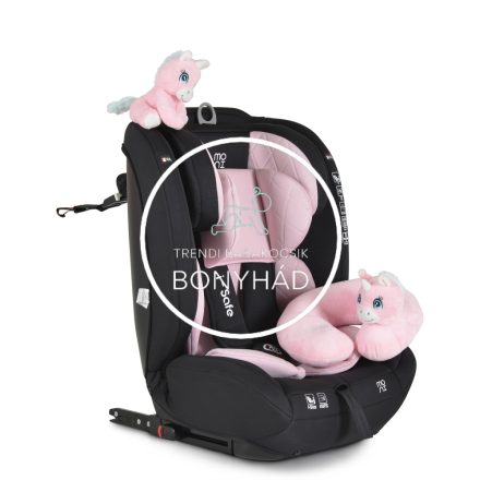 ISAFE autósülés - I - SIZE és ISOFIX - es ülésmagasítóvá alakítható - 76 - 150 cm - Rózsaszín