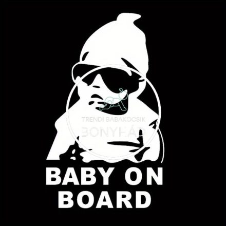 Autó dekoratív matrica Baby On Board - Fehér