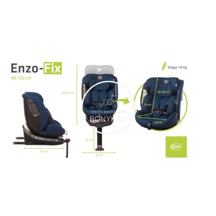 4 BABY Enzo-Fix 40-150 cm I-SIZE biztonsági gyerekülés - Nany Blue