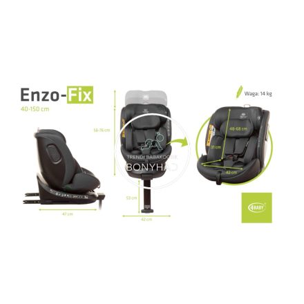 4 BABY Enzo-Fix 40-150 cm I-SIZE biztonsági gyerekülés - Grey