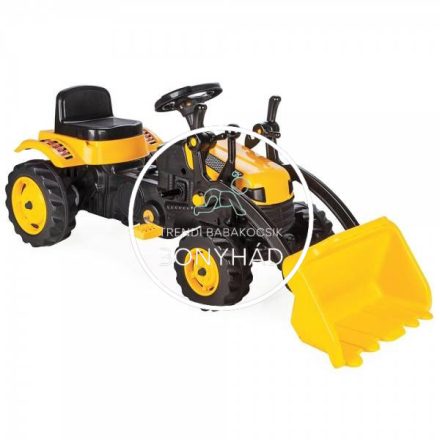 Ráülős, pedálos traktor markolóval - Sárga