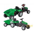 Ráülős, pedálos traktor utánfutóval - Zöld