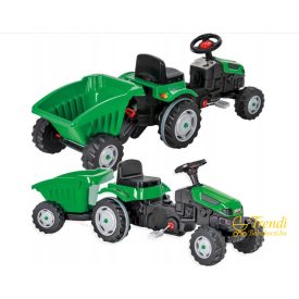 Ráülős, pedálos traktor utánfutóval - Zöld