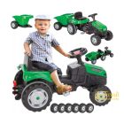 Ráülős, pedálos traktor utánfutóval - Zöld