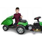 Ráülős, pedálos traktor utánfutóval - Zöld