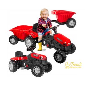 Ráülős, pedálos traktor utánfutóval - Piros
