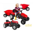 Ráülős, pedálos traktor utánfutóval - Piros