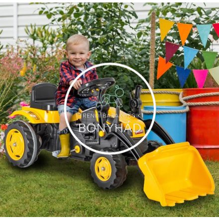 Ráülős, pedálos traktor markolóval - Sárga