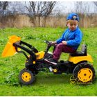 Ráülős, pedálos traktor markolóval - Sárga