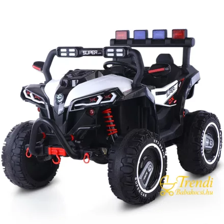 Buggy fehér 2 személyes gyerek elektromos autó 4 motorral szemből – Trendi Babakocsi