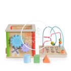 Fa játék - Fa készségfejlesztő kocka - golyóvezetővel - Színes