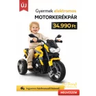 Gyermek elektromos motorkerékpár 12 Volt - os - Sárga