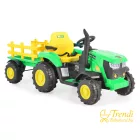 Zöld elektromos gyermek traktor utánfutóval – 12V