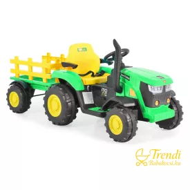 Zöld elektromos gyermek traktor utánfutóval – 12V