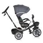 Tricikli - Szülőkaros, 360 fokban forgatható üléssel - Szürke