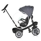 Tricikli - Szülőkaros, 360 fokban forgatható üléssel - Szürke