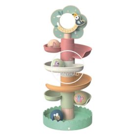 Fa játék - Fa golyópálya tükörrel - Pasztel szín