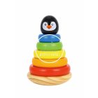 Fa játék - Fatorony karikákkal - Montessori - Színes  Pingvin