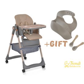   Lindo - Multifunkciós Etetőszék - Ajándék kiegészítőkkel (előke, kanál, villa) - Bézs