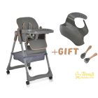 Lindo - Multifunkciós Etetőszék - Ajándék kiegészítőkkel (előke, kanál, villa) - Szürke