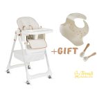 Lindo - Multifunkciós Etetőszék - Ajándék kiegészítőkkel (előke, kanál, villa) - Fehér