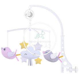 zenélő forgó fehér kiságyra