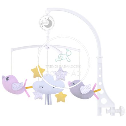 zenélő forgó fehér kiságyra