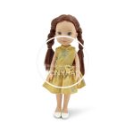 Játék baba - 33 cm - es hajasbaba szett, rajztáblával, barna hajú - Bézs