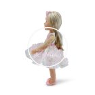 Játék baba - 38 cm - es hajasbaba, virágos szoknyás, szőke - Fehér -  Rózsás