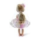 Játék baba - 38 cm - es hajasbaba, virágos szoknyás, szőke - Fehér -  Rózsás