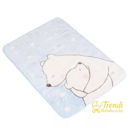 Babatakaró softy pihe puha  80*110cm jegesmedvés - világoskék