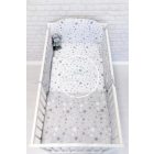 Nagy csillagok - Szürke - Fehér - 3 részes ágynemű szett - Bébi méret