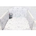 Nagy csillagok - Szürke - Fehér - 3 részes ágynemű szett - Bébi méret