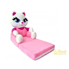 Bébi Plüss Fotel - Kihajtható - Cica pink