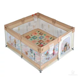   GAMEZONE összecsukható járóka szőnyeggel + 60 labdával (120×120) - bézs