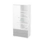 Erik - 1 ajtós 2 fiókos állószekrény - Ezüst - Fehér