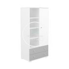 Erik - 1 ajtós 2 fiókos állószekrény - Ezüst - Fehér