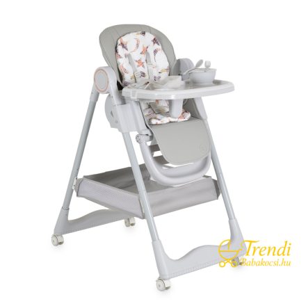 Surprise etetőszék szilikon tányérral, evőeszközzel, előkével - szürke