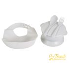 Surprise etetőszék szilikon tányérral, evőeszközzel, előkével - szürke