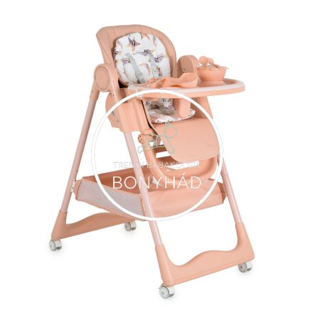 Surprise etetőszék szilikon tányérral, evőeszközzel, előkével - pink
