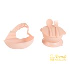 Surprise etetőszék szilikon tányérral, evőeszközzel, előkével - pink