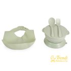 Surprise etetőszék szilikon tányérral, evőeszközzel, előkével - zöld