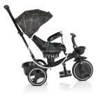 Prémium Tricikli - Szülőkaros, 360 fokban forgatható üléssel - Fekete