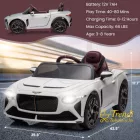 Bentley Bacalar 12V elektromos kisautó - Fehér