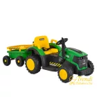 BO TERRON traktor 4 kerekű trélerrel 12V két motoros Zöld