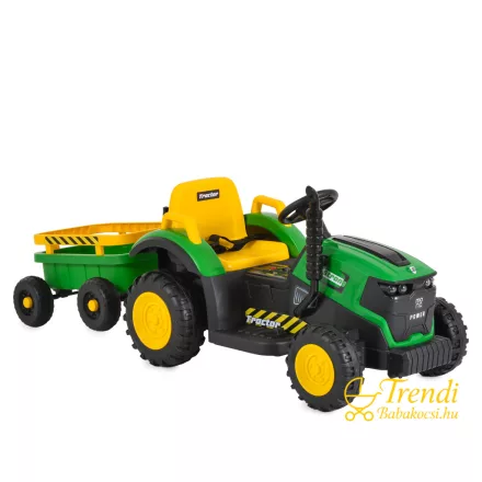 BO TERRON traktor 4 kerekű trélerrel 12V két motoros Zöld