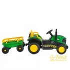 BO TERRON traktor 4 kerekű trélerrel 12V két motoros Zöld