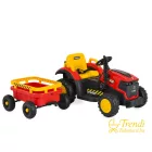 BO TERRON traktor 4 kerekű trélerrel 12V két motoros PIROS