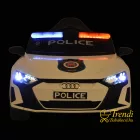 Audi RS e-tron Police fehér gyerek elektromos autó oldalnézetből – LED lámpákkal